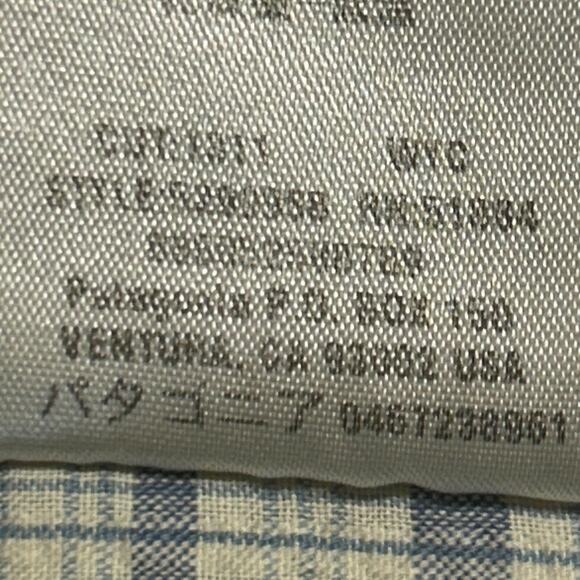 Patagonia Shirt Men's Medium Short Sleeve Button Up Blue Plaid Seersucker Light - Picture 8 of 9